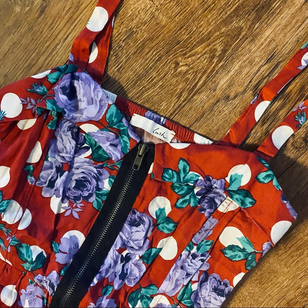 Lush Polka Dot Retro Zip Up Dress